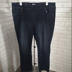 d/c Jeans Ladies Size 24 Dark Wash Pull On Style Savvy Blue Jeans